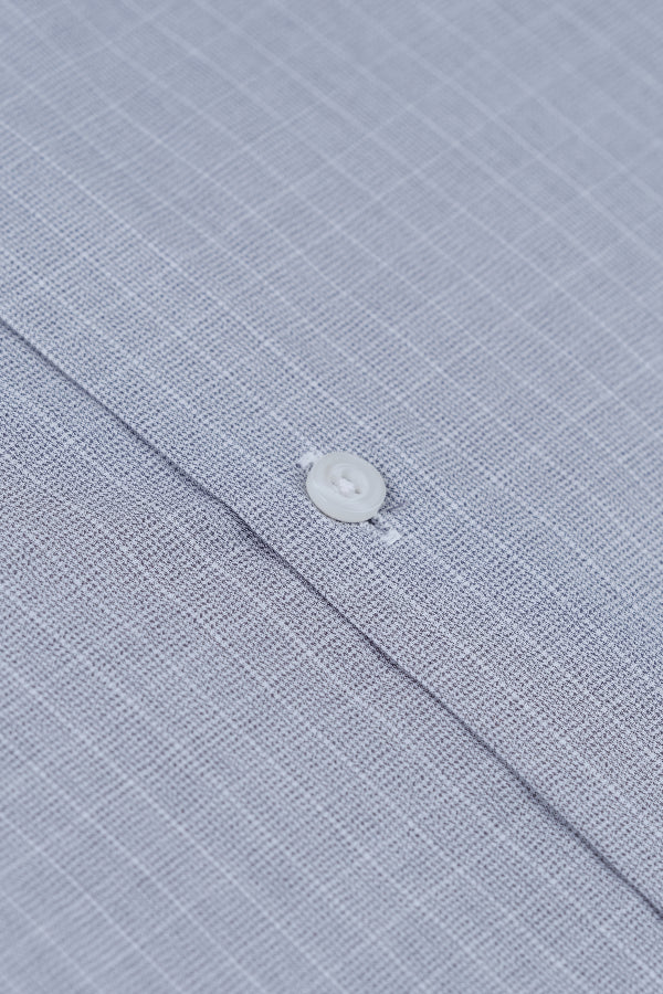 Light Grey & White Checkered Formal Shirt I Slim Fit