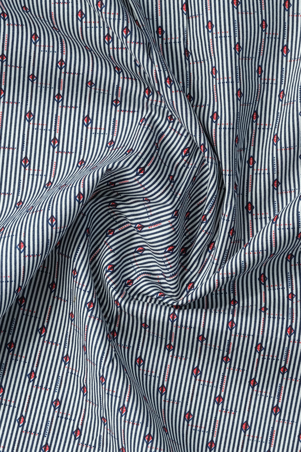 Black Stripes Casual Shirt with Red Dotted Pattern - Aruba+ Super Smart Fit