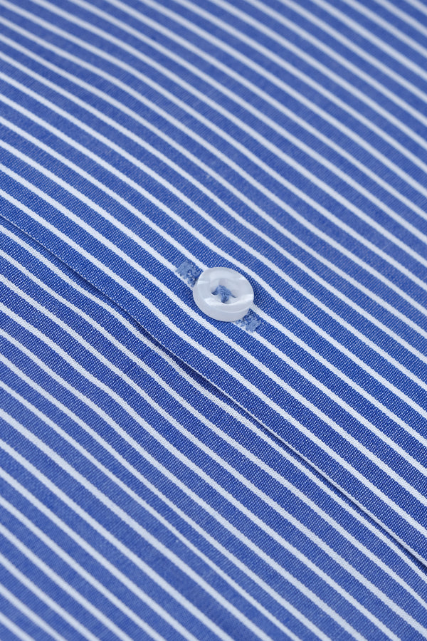 Blue with White Hairline Stripe Dress Shirt Smart Fit