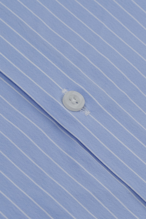 Sky Blue Broad Striped Formal Shirt Smart Fit