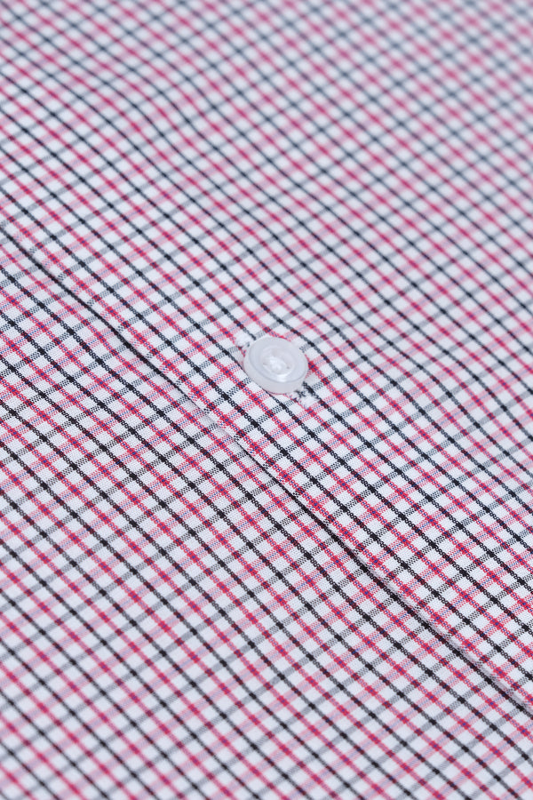 Red Black Grid Check Formal Shirt Smart Fit
