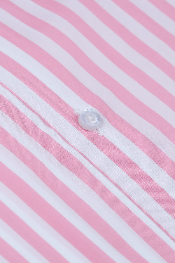 Pink & White Bengal Stripe Formal Shirt Smart Fit