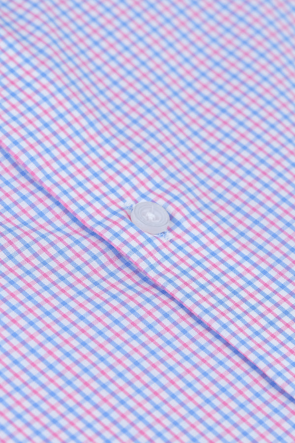 Red Blue Grid Check Formal Shirt Smart Fit