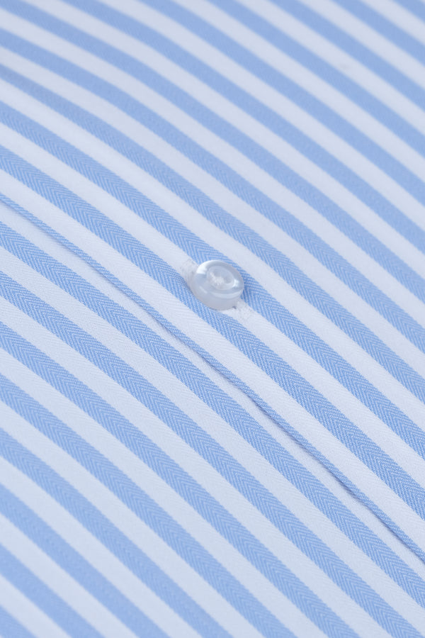 White & Blue Bengal Stripe Formal Shirt Smart Fit