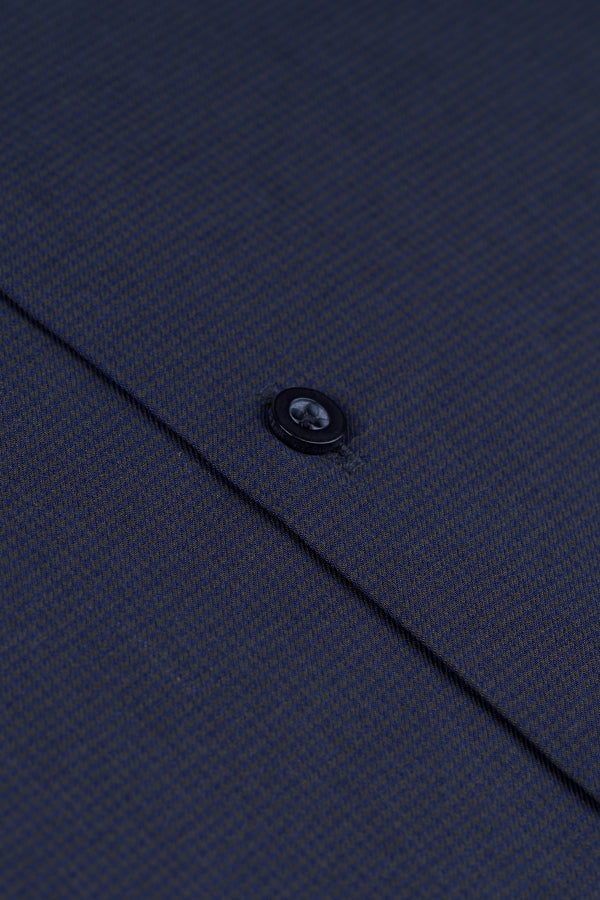 Green Black Textured Formal Shirt Smart Fit