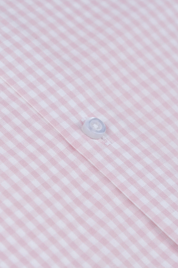 Pink White Gingham Check Formal Shirt Smart Fit