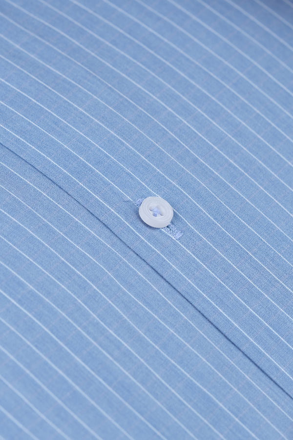 Blue with White Pinstripe Dress Shirt Smart Fit