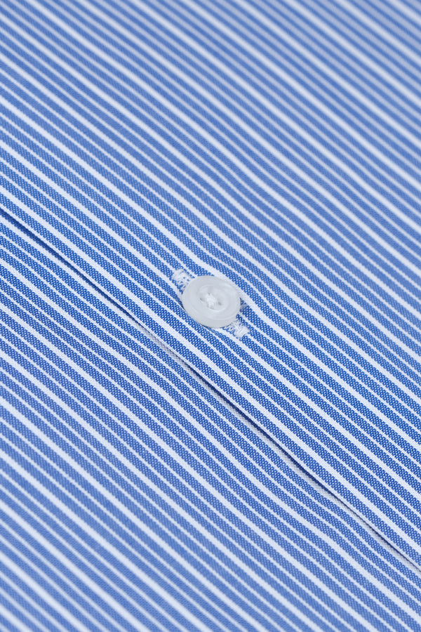 Blue with White Hairline Stripe Dress Shirt Smart Fit