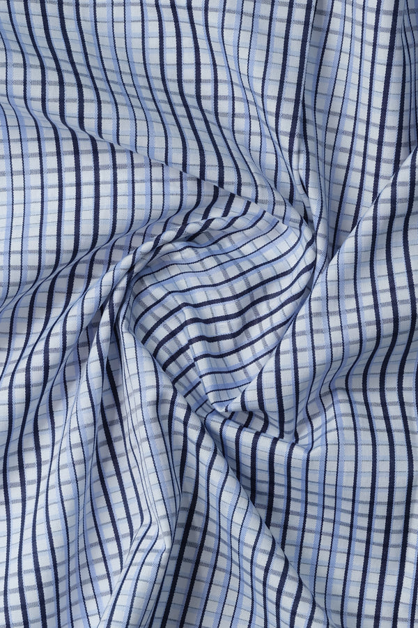 Light Blue with Navy Stripes Casual Shirt - Aruba+ Super Smart Fit
