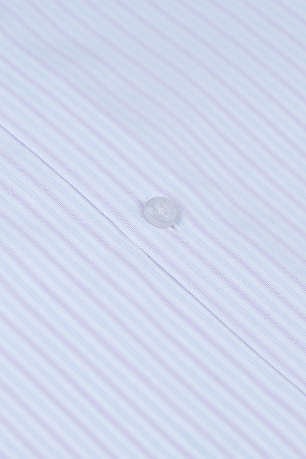Pink & White Pencil Stripe Formal Shirt Smart Fit
