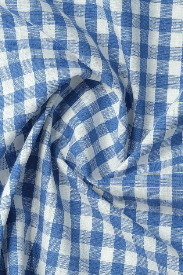 White and Blue Checkered Men's Shirt - Smart fit