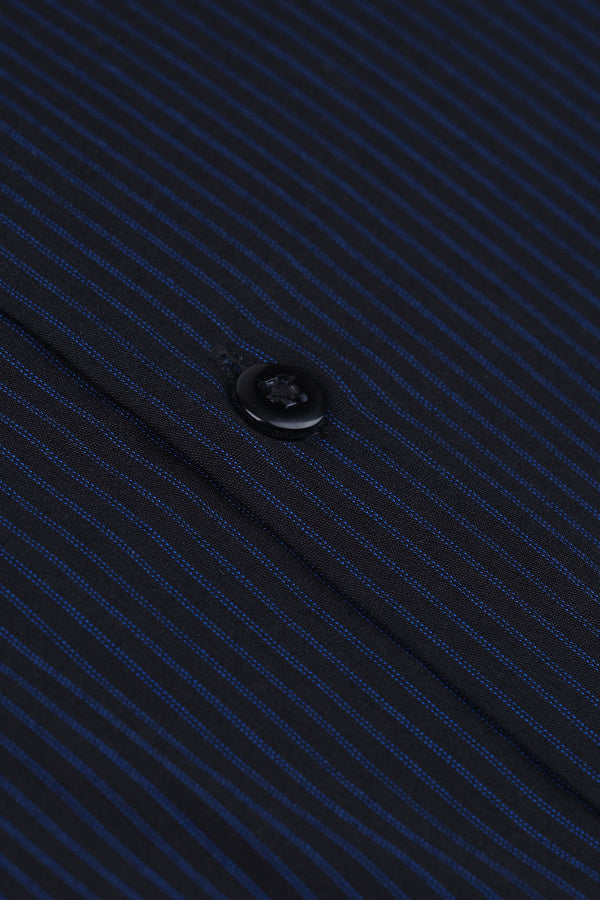 Black Vertical Textured Stripes Formal Shirt Smart Fit