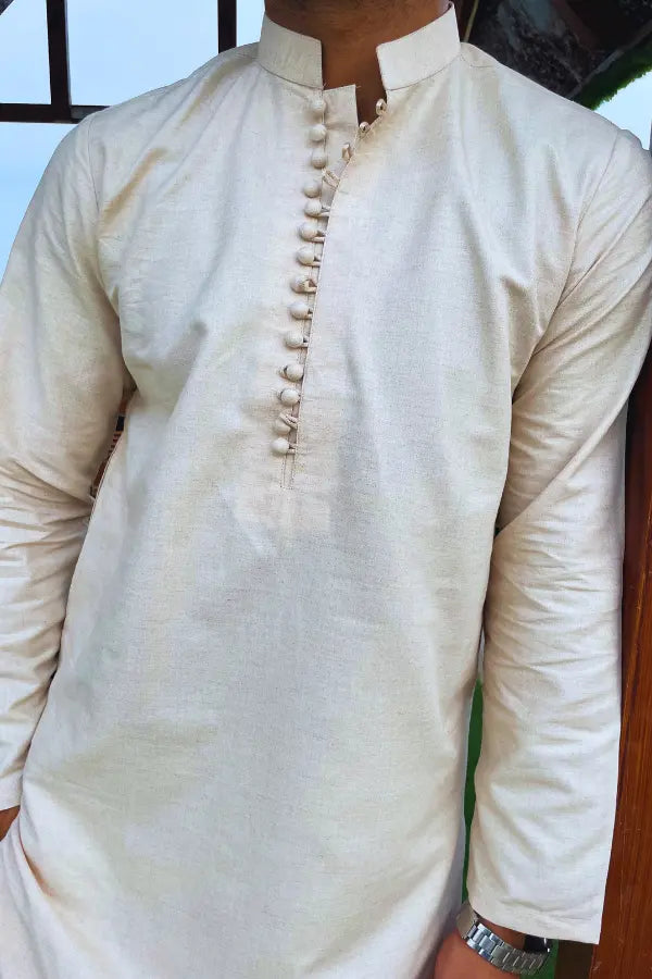 Beige Signature Kurta for Men's