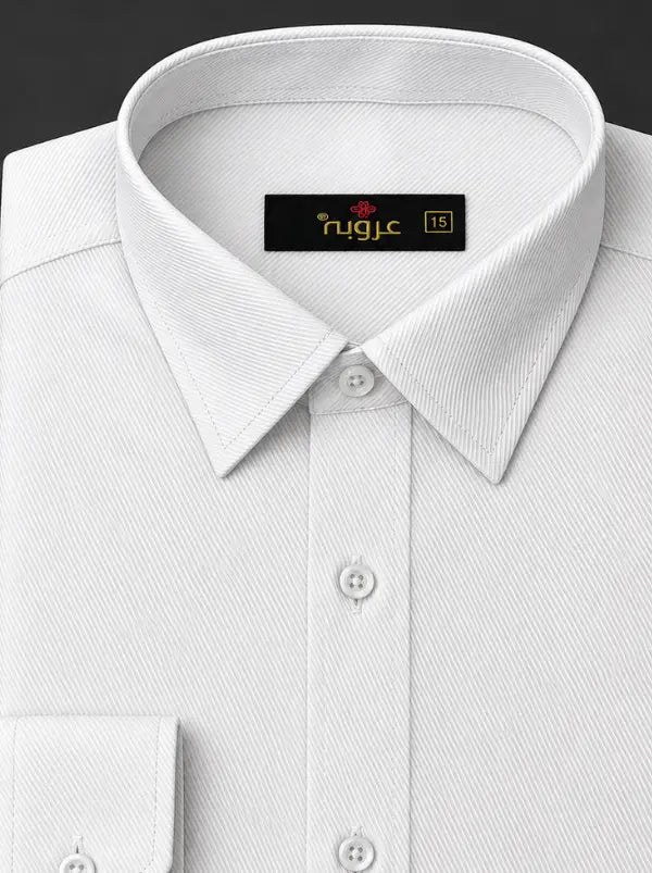White Textured Lining Signature Formal Shirt | Regular Fit Essential