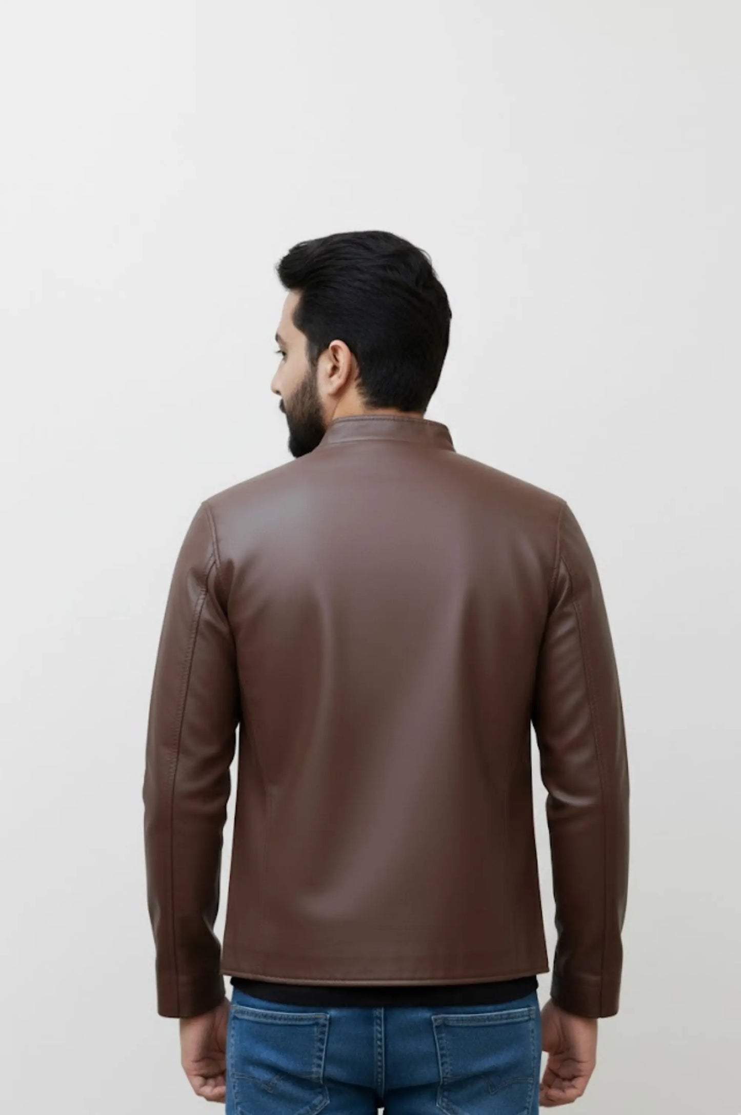 Men's Dark Brown Faux Leather Jacket