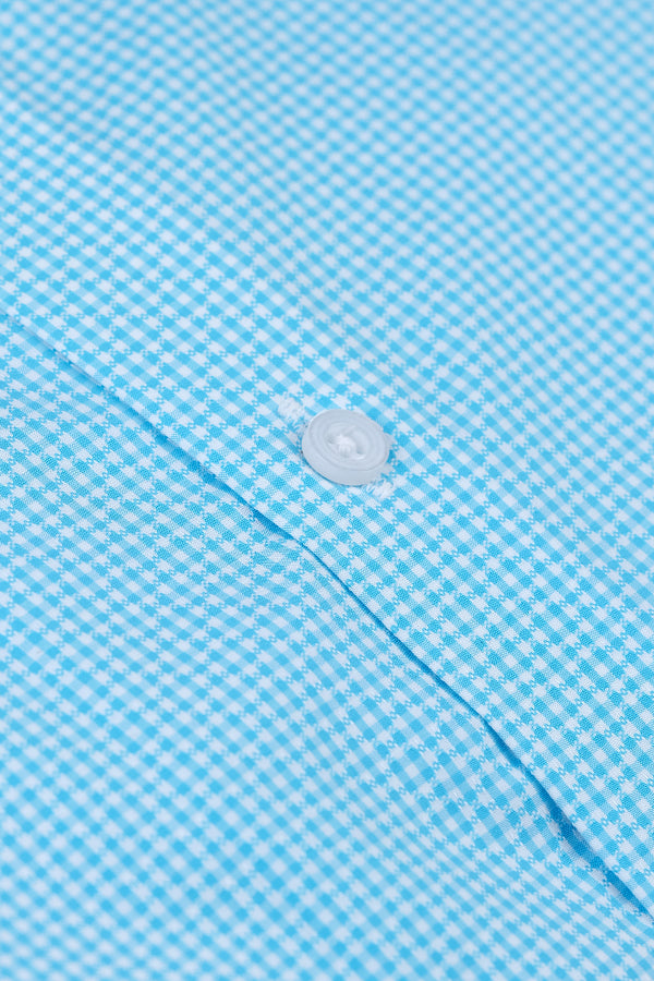 Aqua Blue Check Formal Shirt 3
