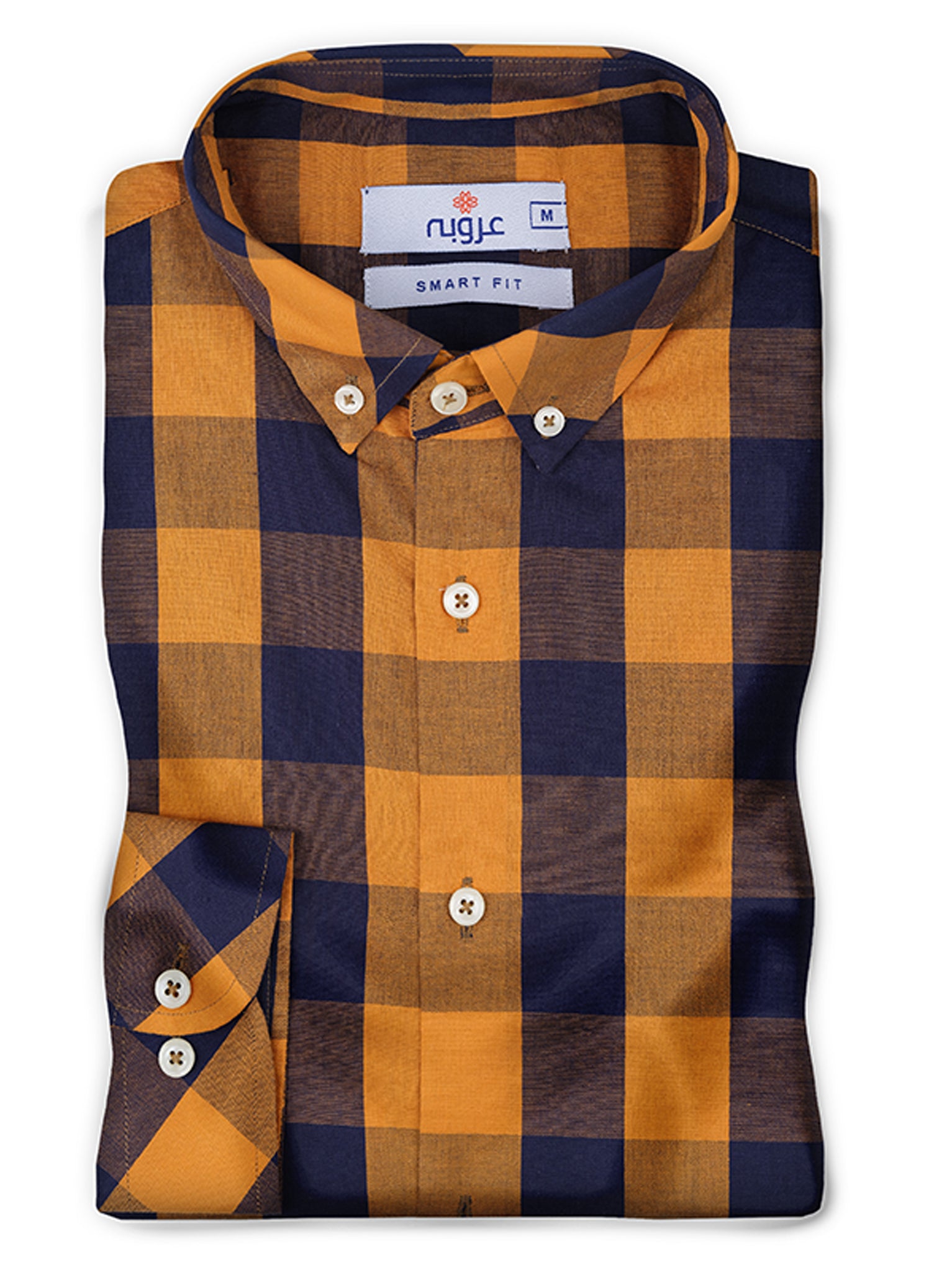 Brown and Orange Check Casual Shirt - Main Image