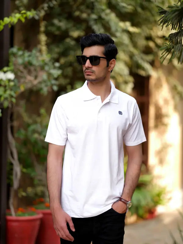 White Polo PC Shirt - Aruba Basics