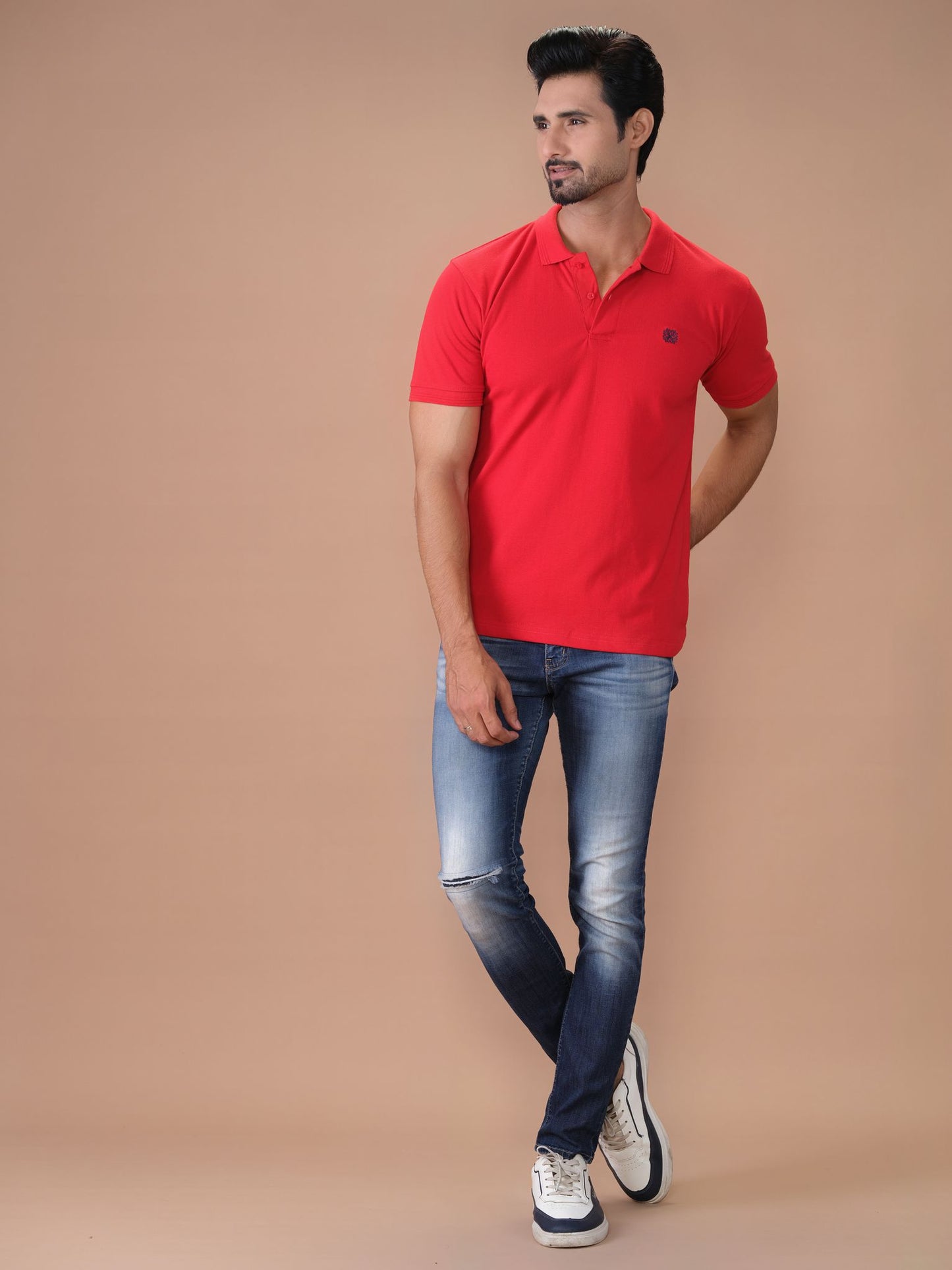 Red Polo Shirt Pique- Aruba Basics