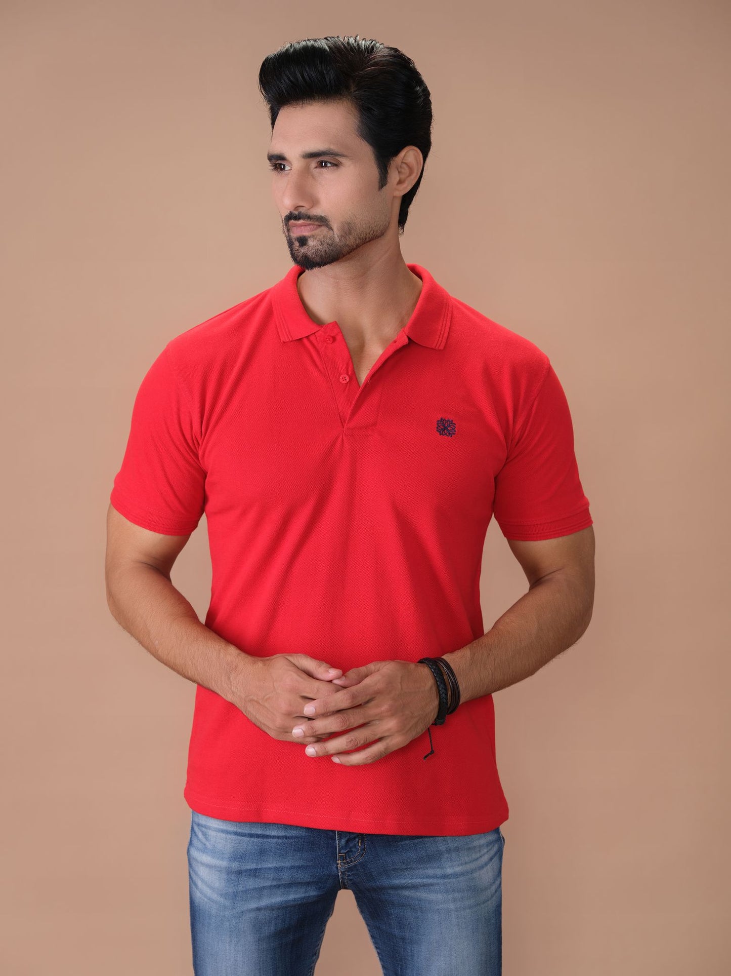 Red Polo Shirt Pique- Aruba Basics
