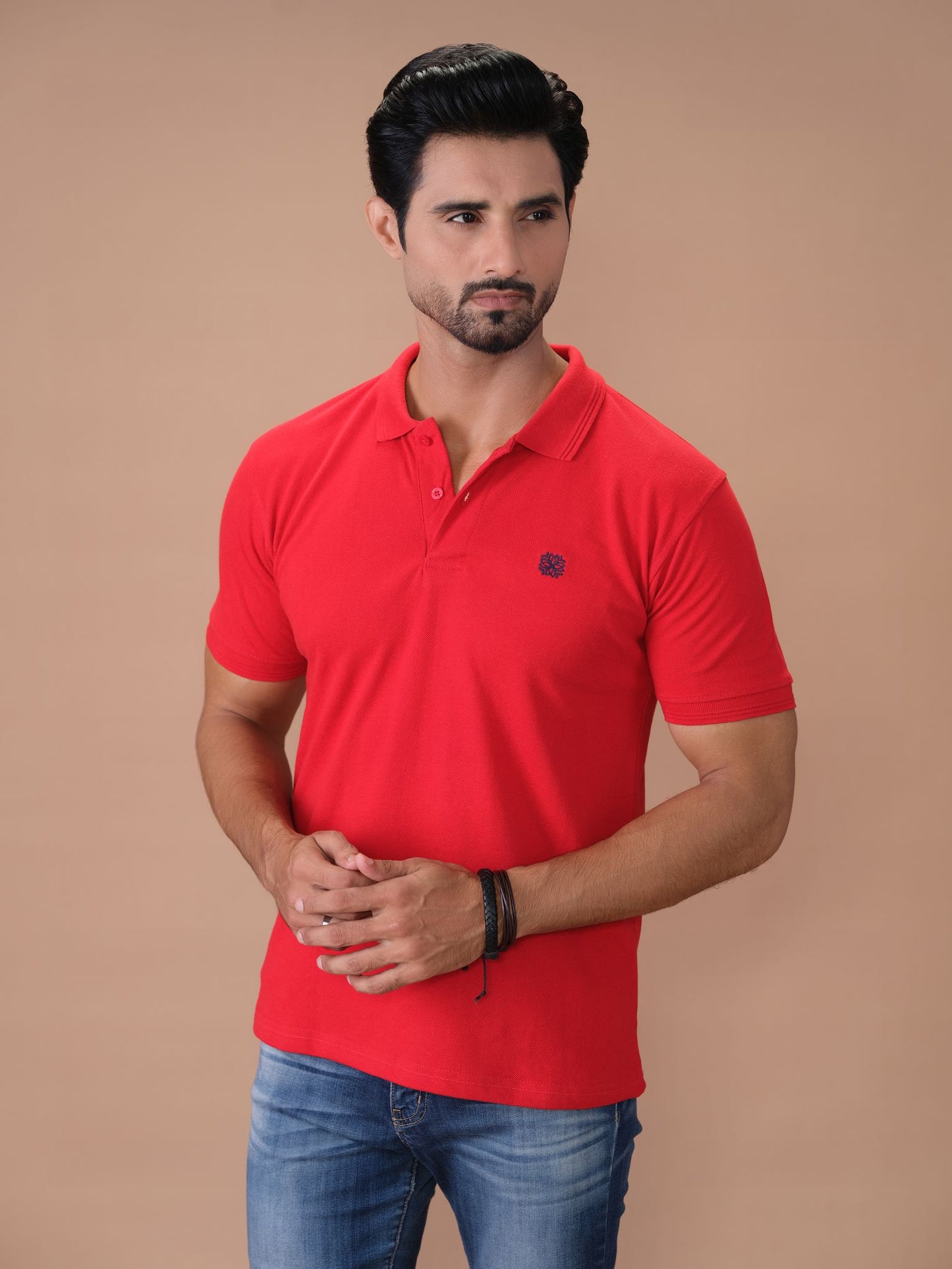 Red Polo Shirt Pique- Aruba Basics