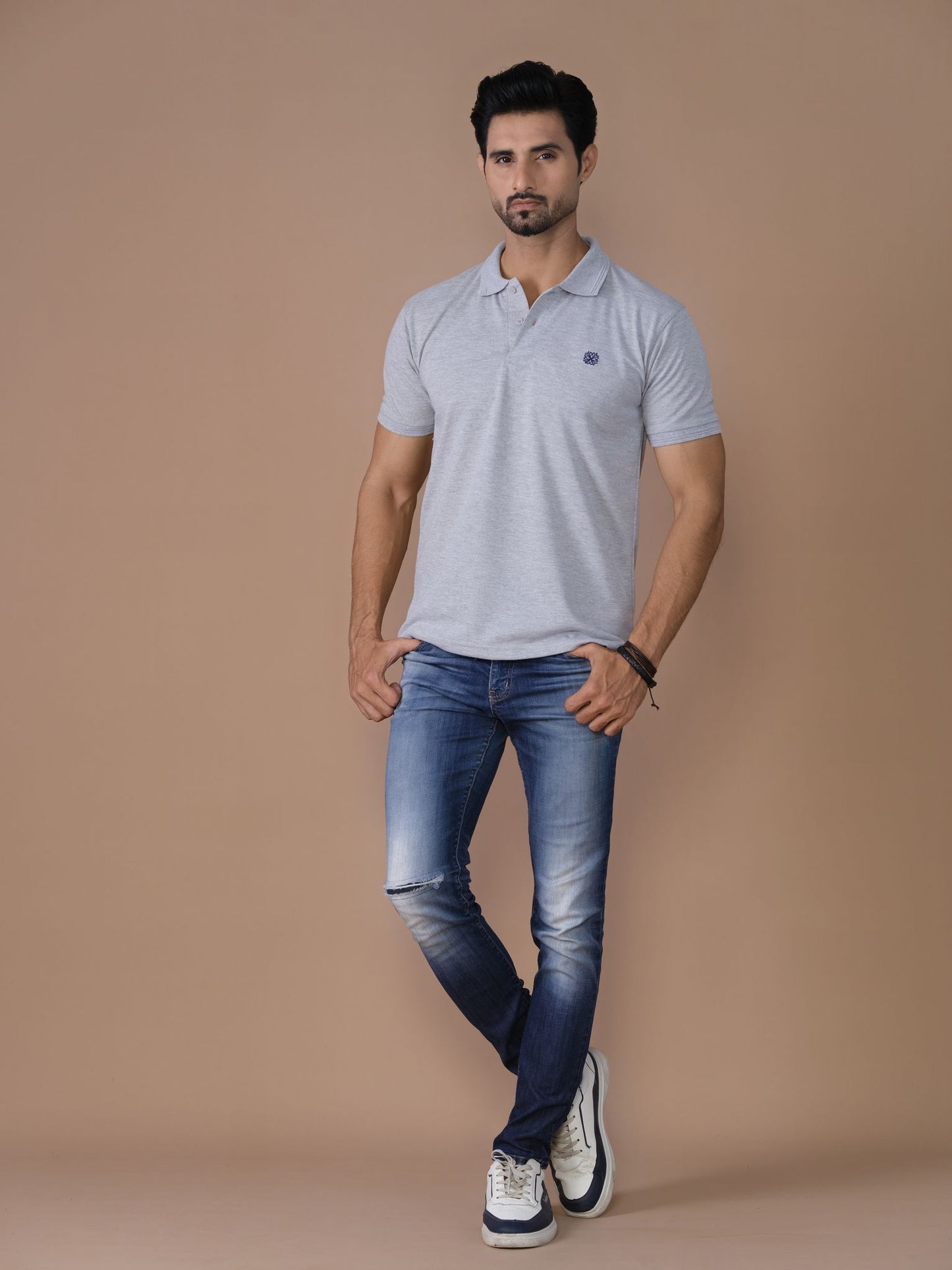 Grey Polo Shirt Pique - Aruba Basics