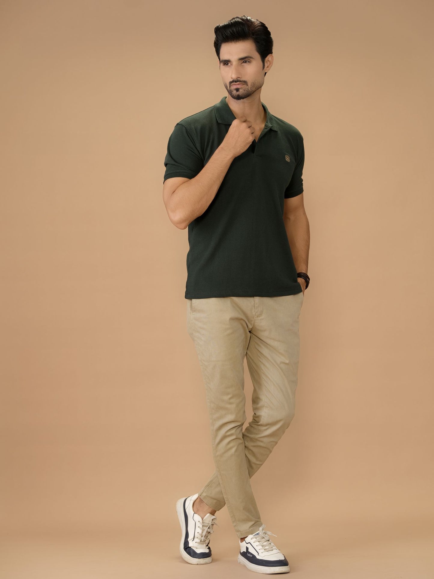Green Polo Shirt Pique - Aruba Basics