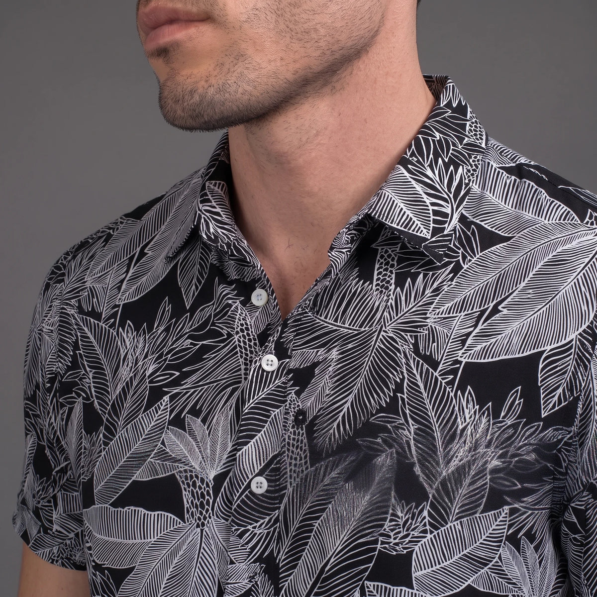 Black and White Floral Half Sleeve Shirt For Men's Aruba Fashion Wear