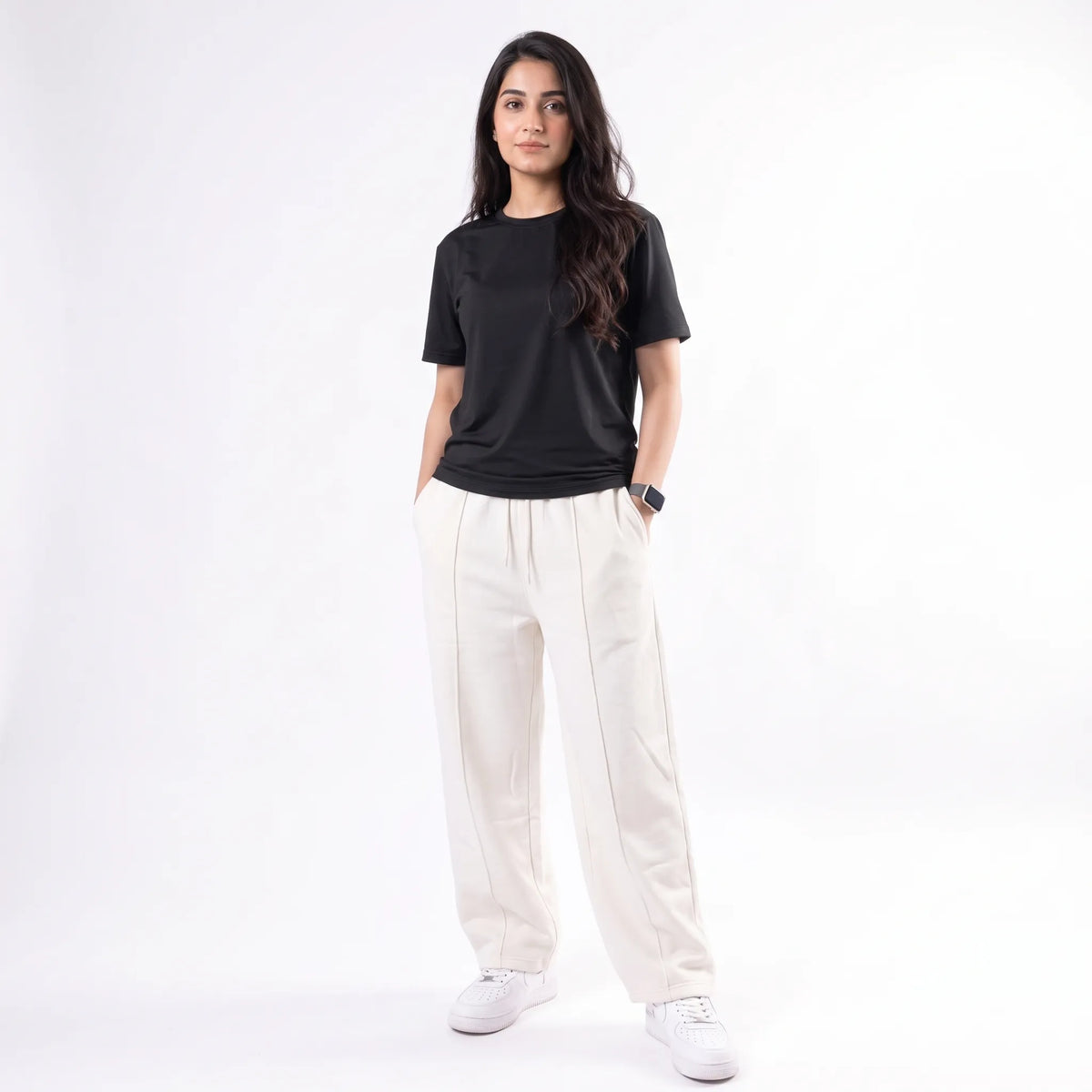 Cotton Terry Unisex Trouser Front Stitched - Loose Fit - White Aruba Fashion Wear