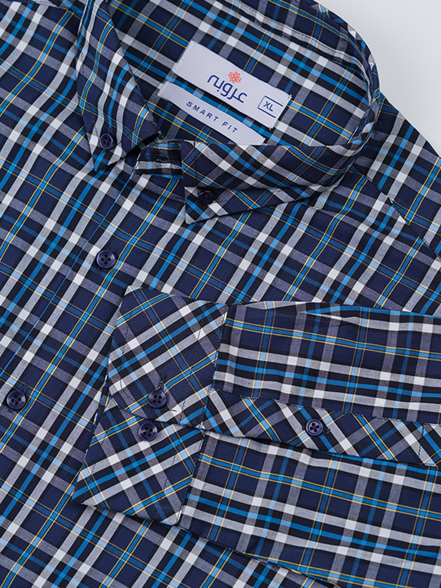 Blue and Black Gingham Check Casual Shirt