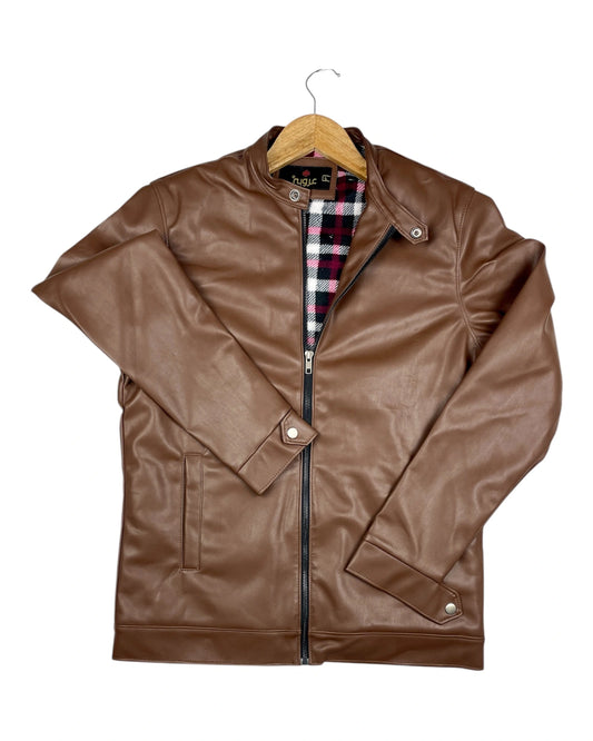 Men's Brown Faux Leather Jacket