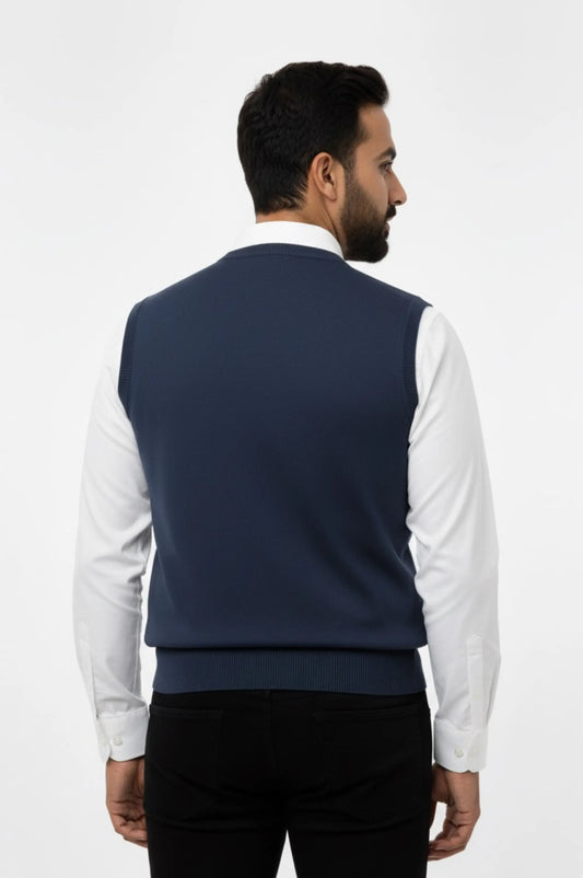 Navy Classic V-Neck Sweater Vest