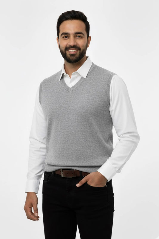 Light Grey V-Neck Sweater Vest