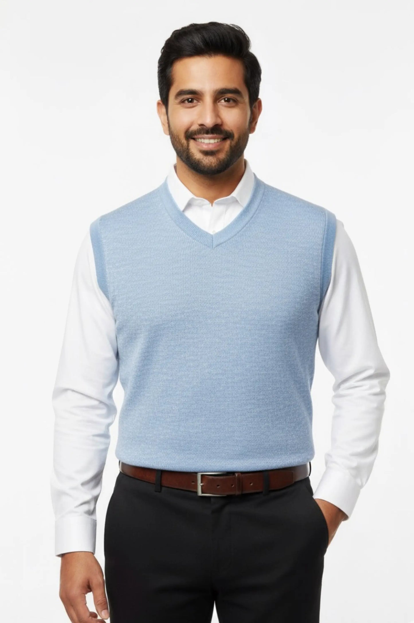 Sky Blue V-Neck Sweater Vest