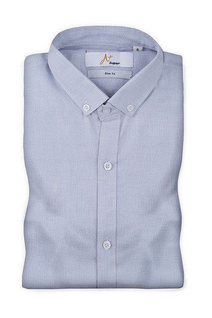Matte Silver Textured Casual Shirt - Aruba+ Super  Smart Fit