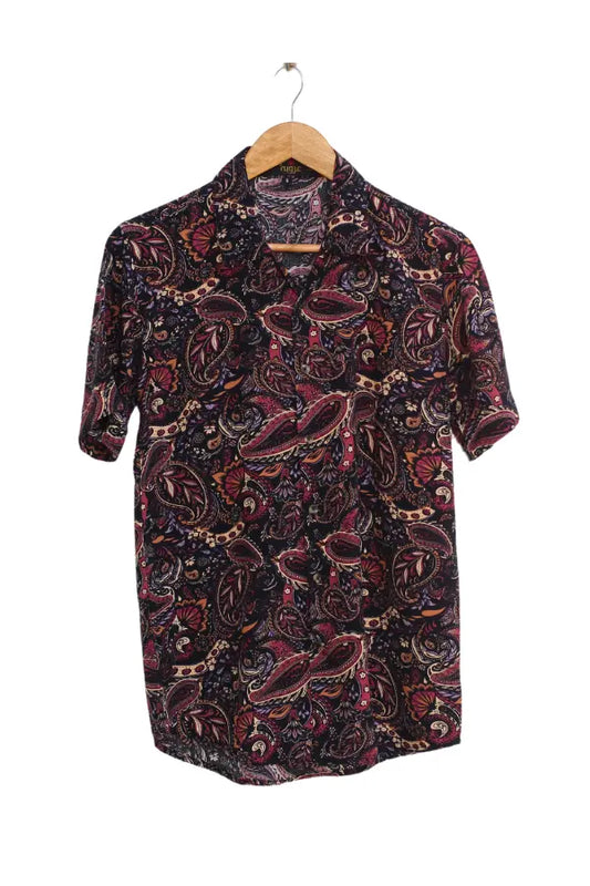 Black Floral Half Sleeve Shirt For Men's