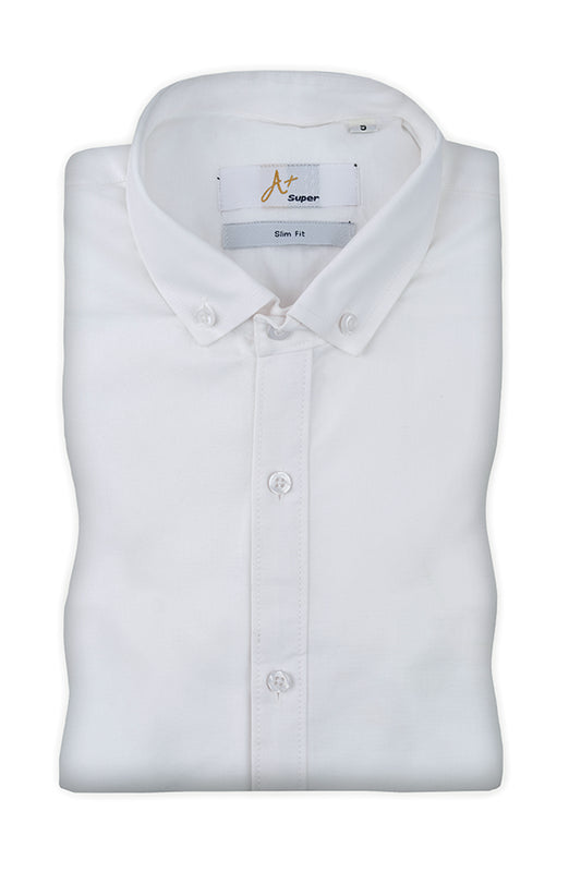Plain White Casual Shirt - Aruba+ Super