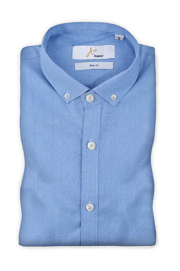 Plain Blue Casual Shirt - Aruba+ Super  Smart Fit