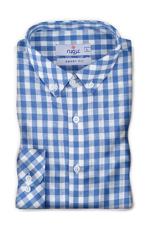 White and Blue Checkered Men's Shirt - Smart fit
