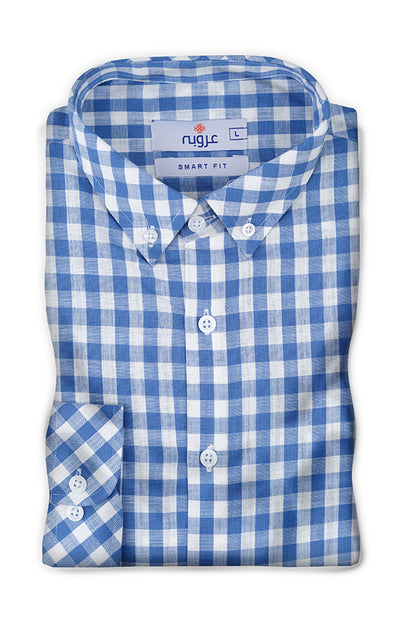 White and Blue Checkered Men's Shirt - Smart fit