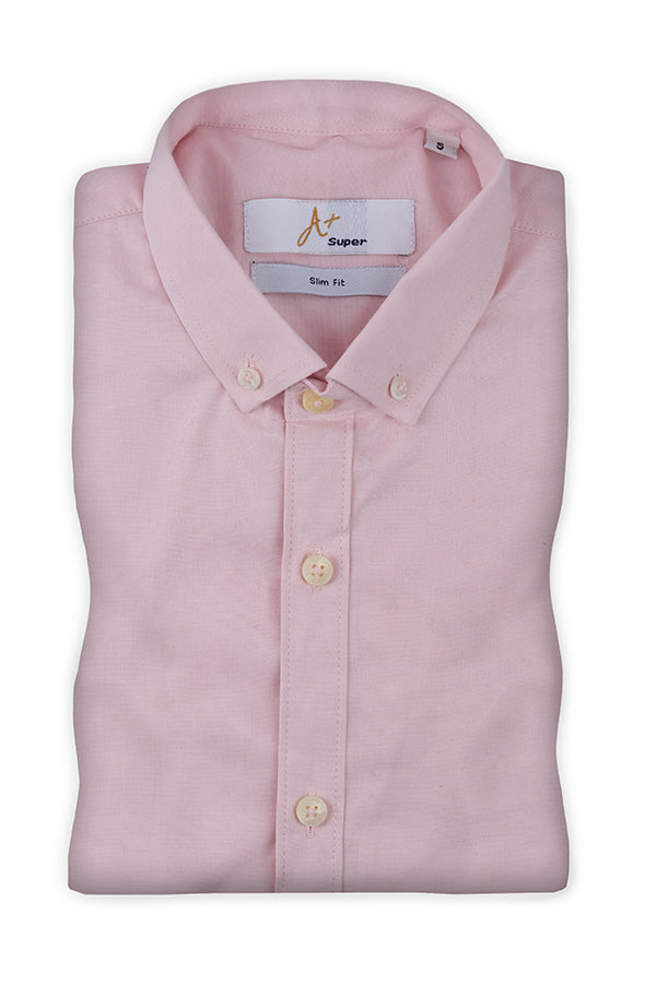 Light Pink Plain Casual Shirt - Aruba+ Super  Smart Fit