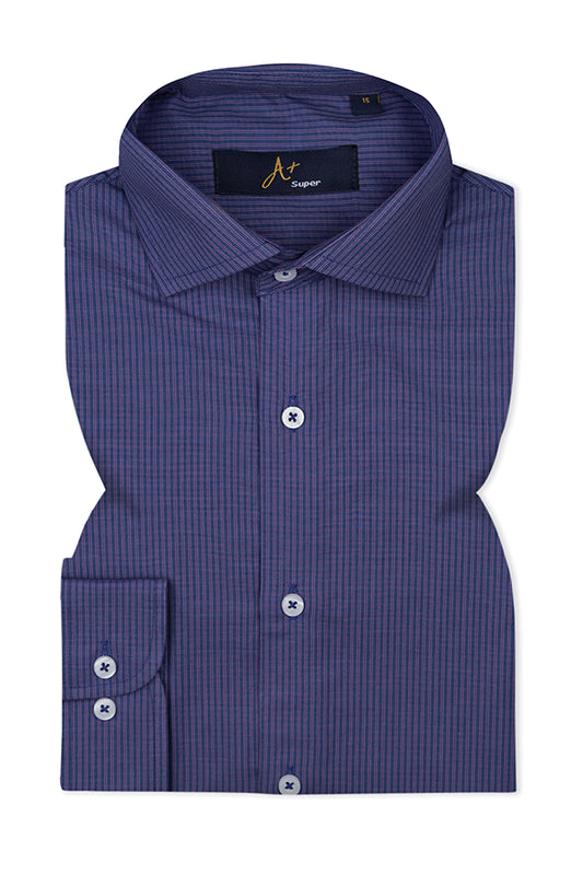 Men’s Purple Checkered Formal Shirt | Premium Cotton Shirt Aruba Fashion Wear