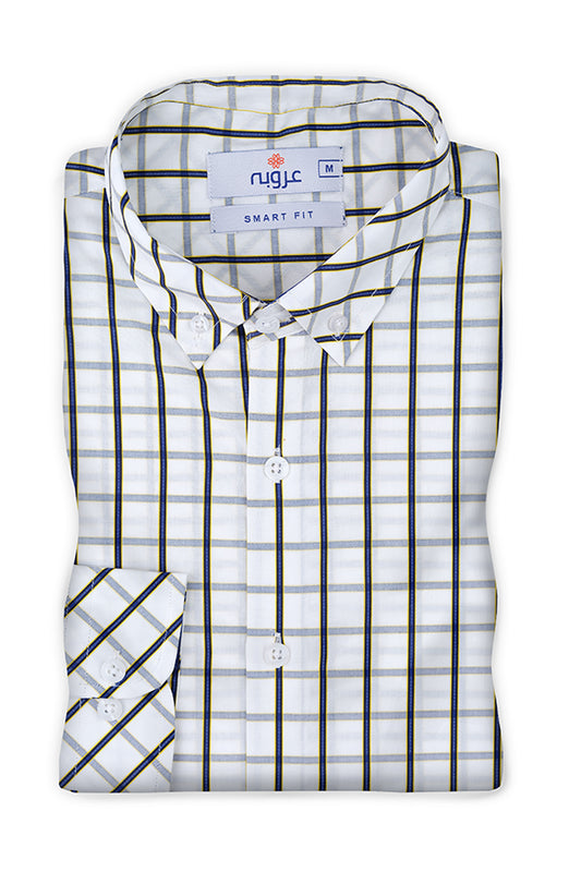 White & Black Broad Checkered Casual Shirt | Super Fitted