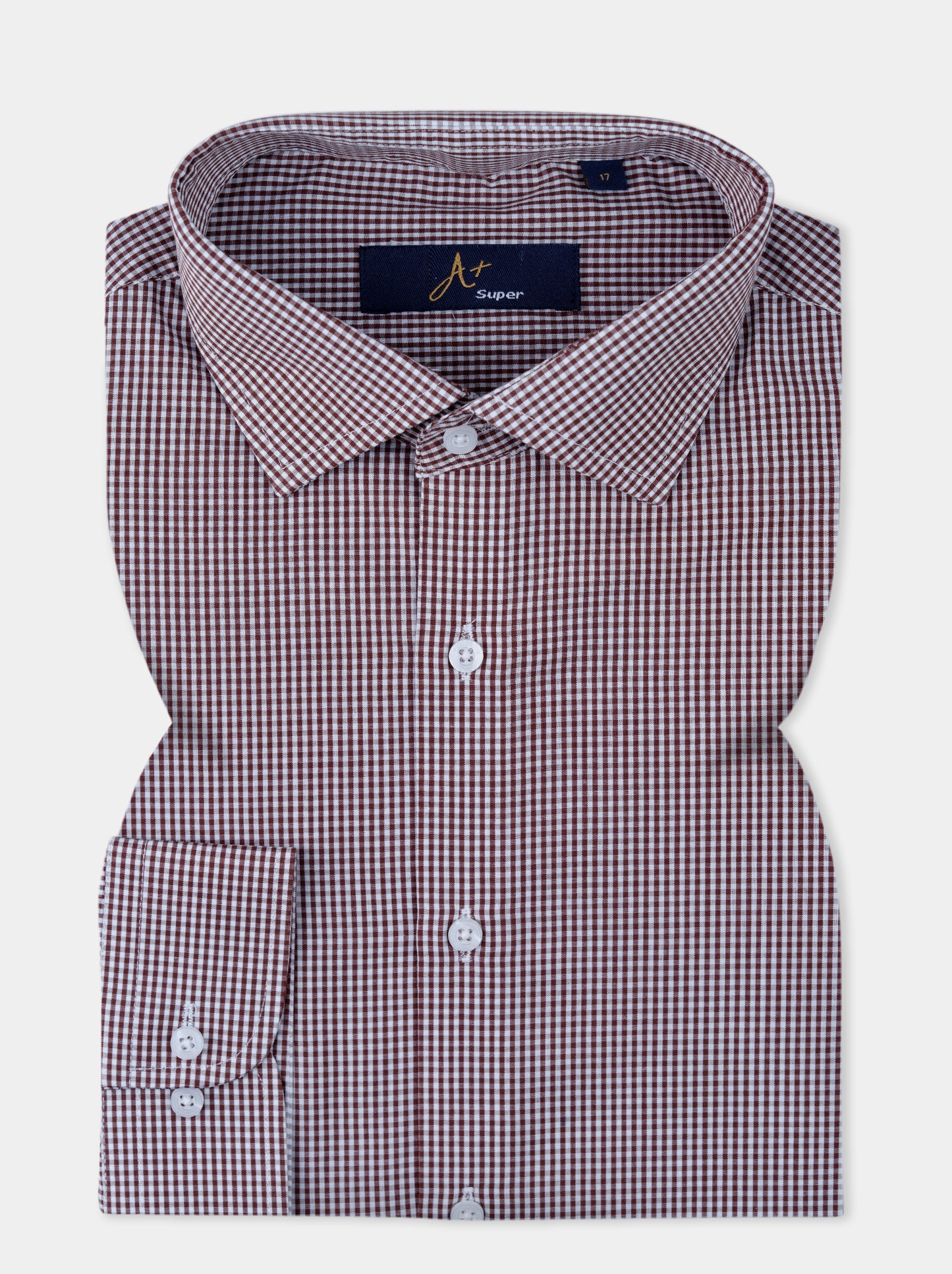 Brown and White Gingham Formal Shirt Smart Fit