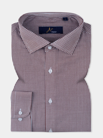 Brown and White Gingham Formal Shirt Smart Fit
