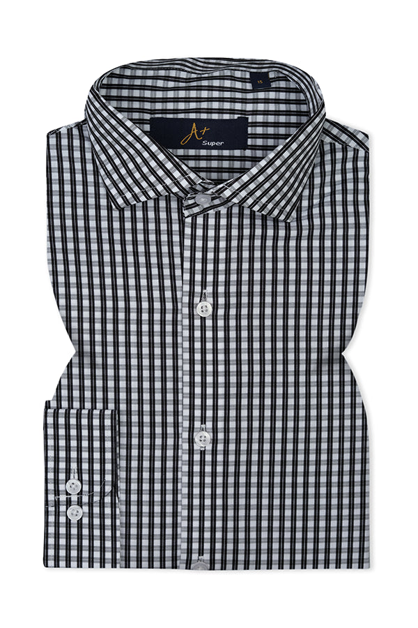 Black and White Double Stripes Formal Shirt Smart Fit