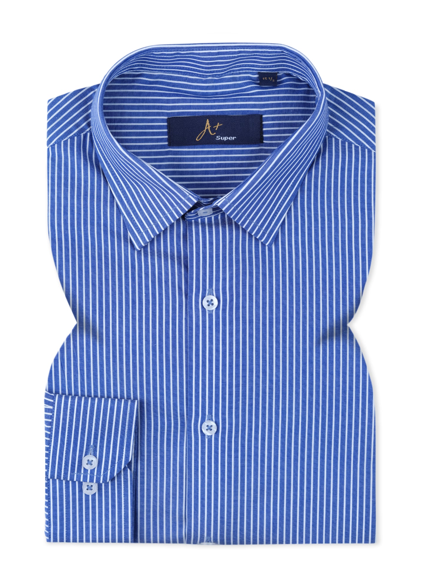 Blue with White Hairline Stripe Dress Shirt  Smart Fit