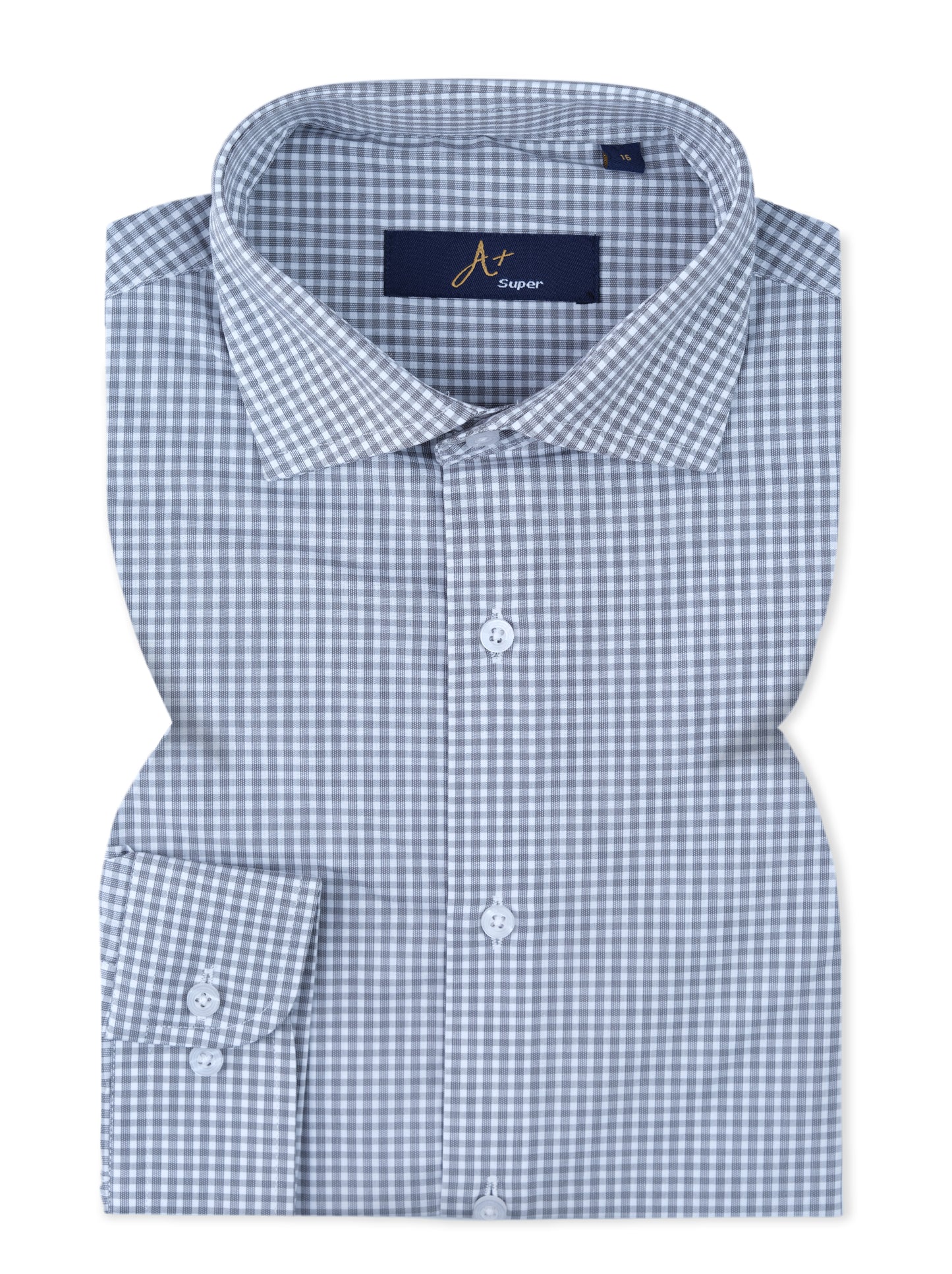 Grey Gingham Check Signature Dress Shirt  Smart Fit