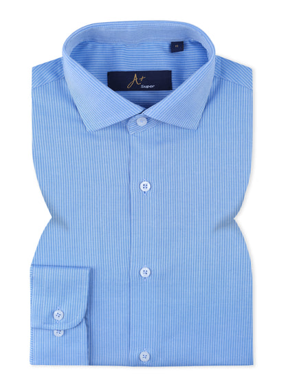 Light Blue with White Hairline Stripe Dress Shirt  Smart Fit