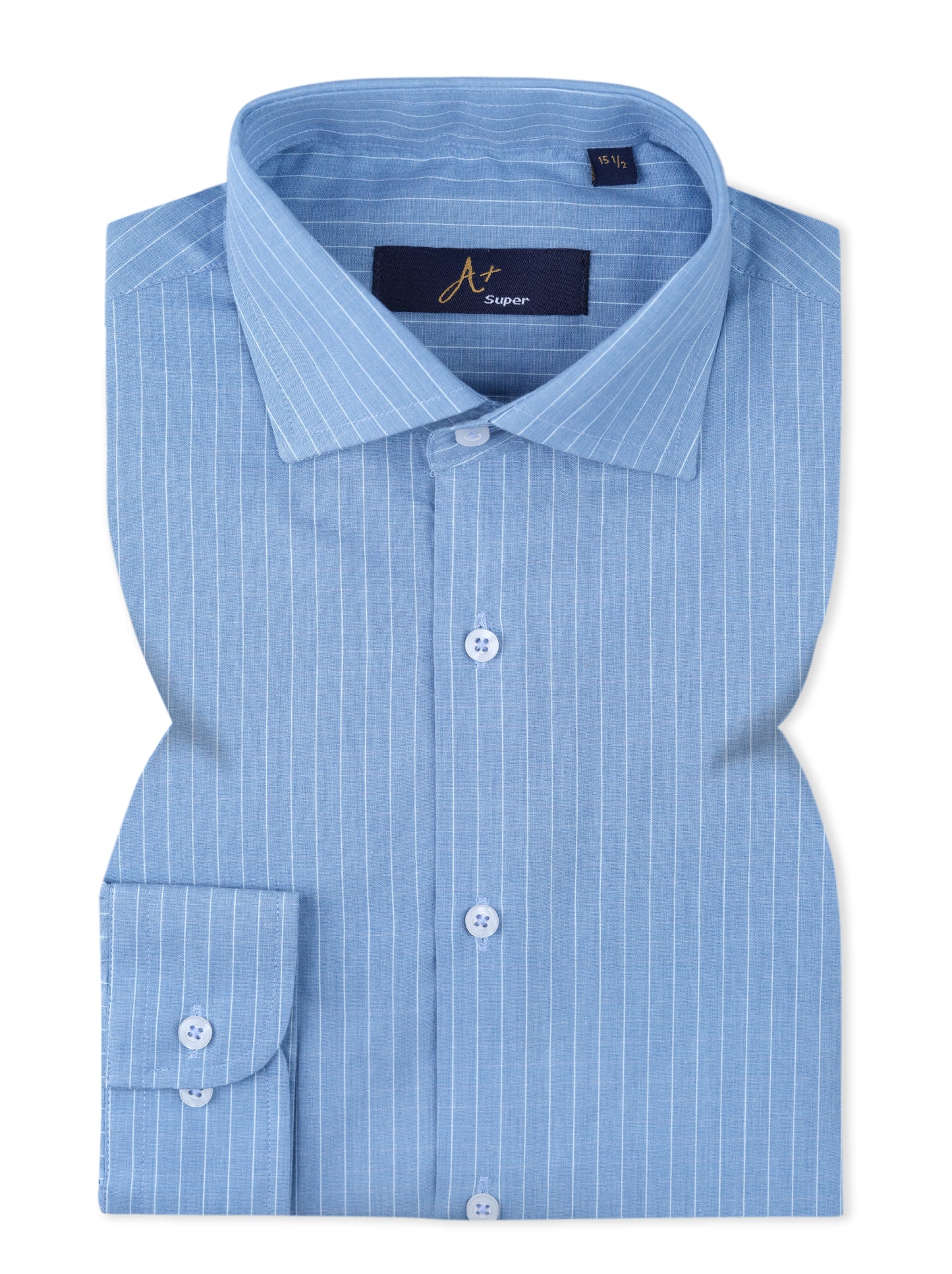 Blue with White Pinstripe Dress Shirt  Smart Fit